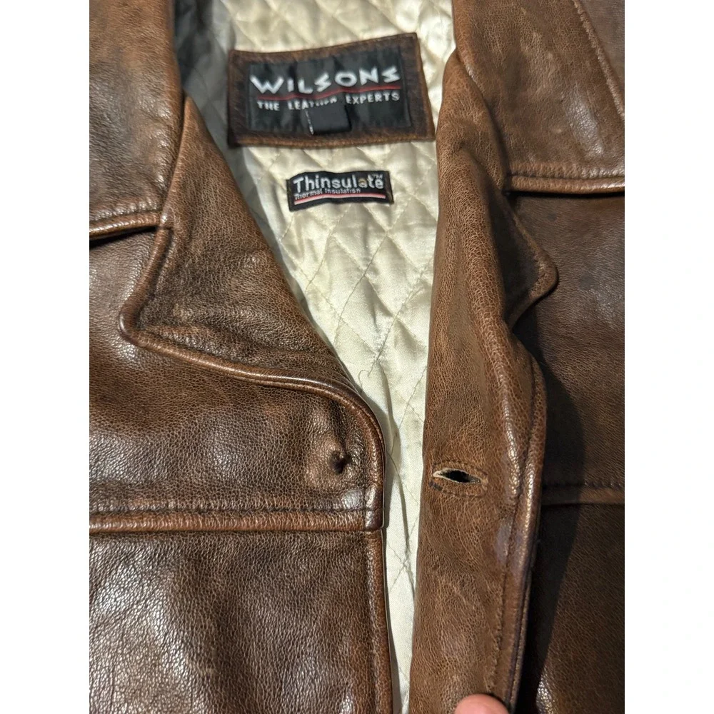 Wilsons Leather Jacket Mens Medium Brown Thinsulate Insulated Car Coat Vintage